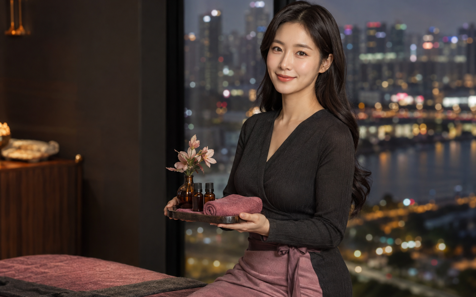 의정부 방문 홈케어를 안내하는 젊은 성인 한국 여성 관리사