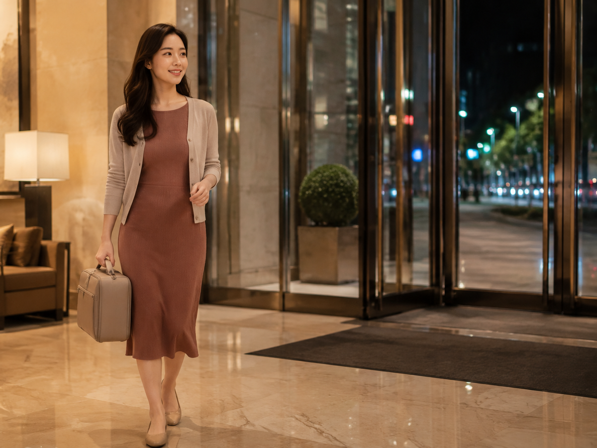 경기도 의정부시 이동과 방문 일정을 안내하는 젊은 성인 한국 여성 관리사